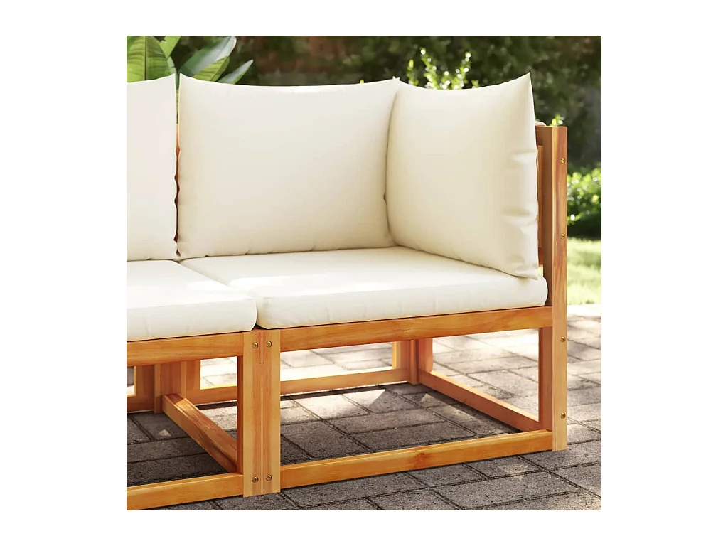 Canapé d'angle de jardin avec coussins en bois d'acacia et corde