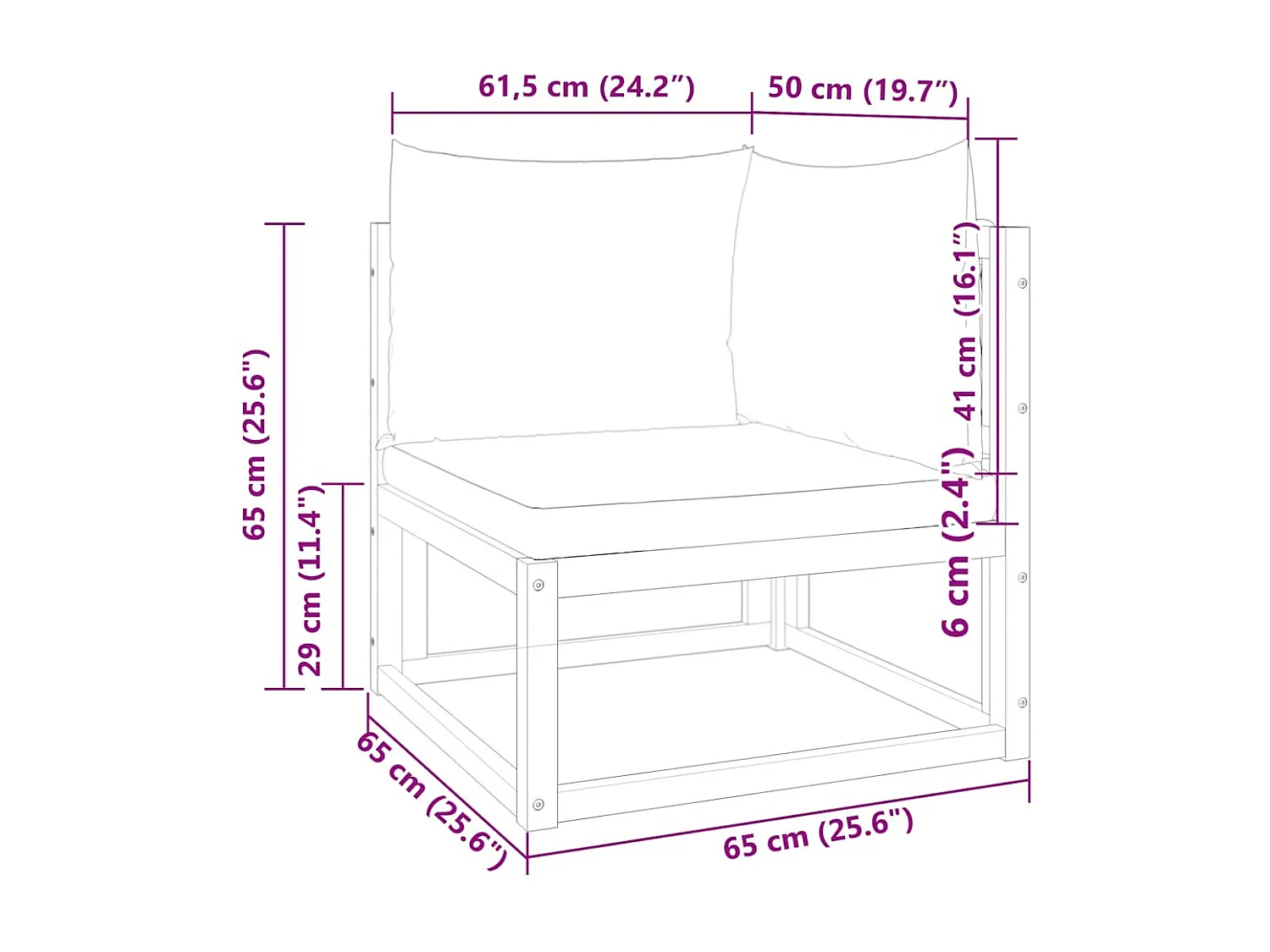 Canapé d'angle de jardin avec coussins en bois d'acacia et corde