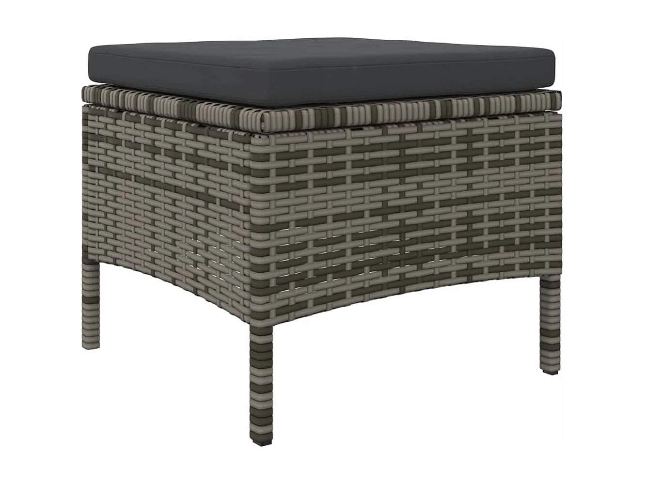 Tuinbank 2-zits met tafel en voetenbanken poly rattan grijs