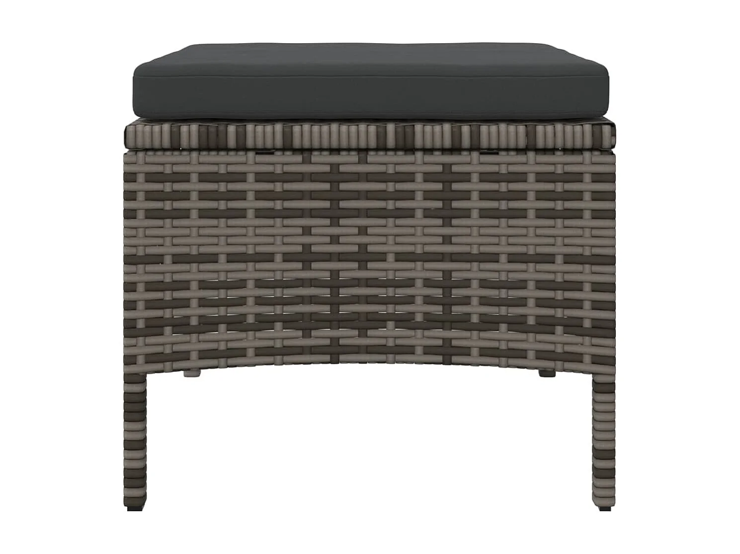 Gartensofa 2-Sitzer mit Tisch und Hockern Grau Poly Rattan