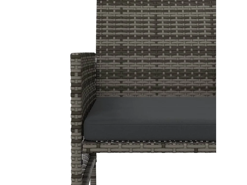 Divano Giardino 2 Posti con Tavolo e Sgabelli Grigio Polyrattan