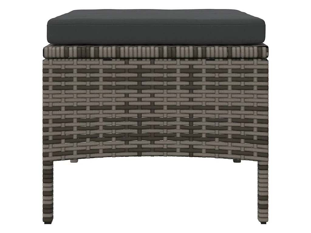 Tuinbank 2-zits met tafel en voetenbanken poly rattan grijs