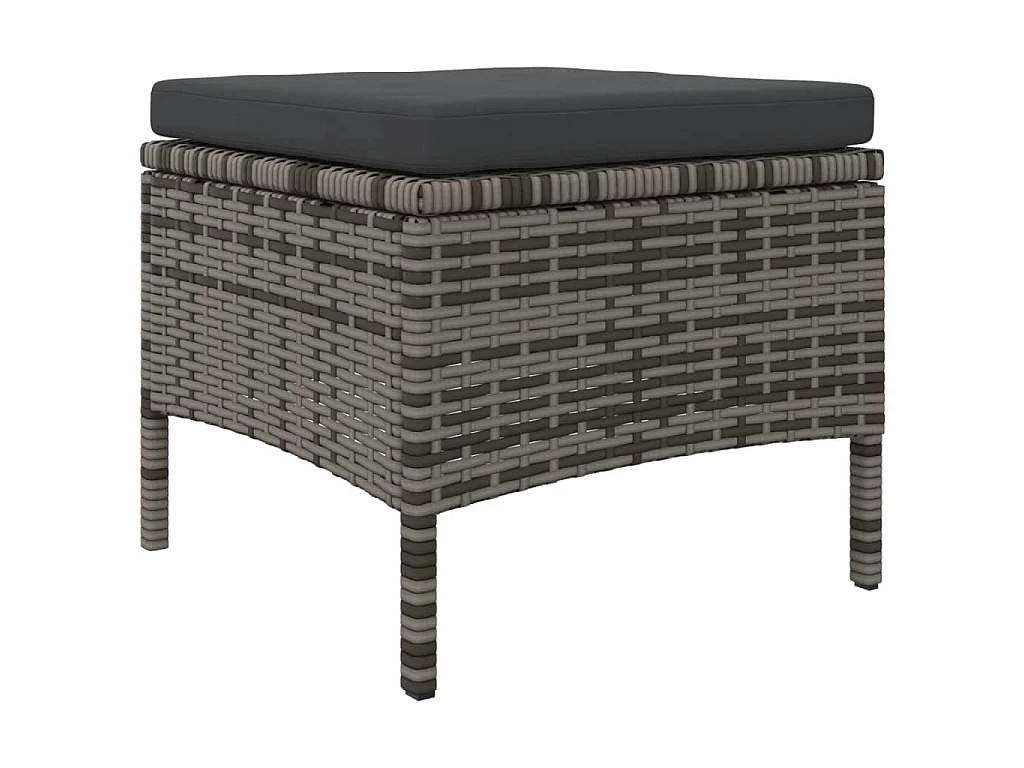 Tuinbank 2-zits met tafel en voetenbanken poly rattan grijs
