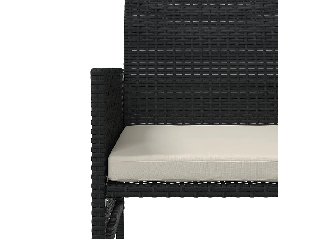 Divano Giardino 2 Posti con Tavolo e Sgabelli Nero Polyrattan