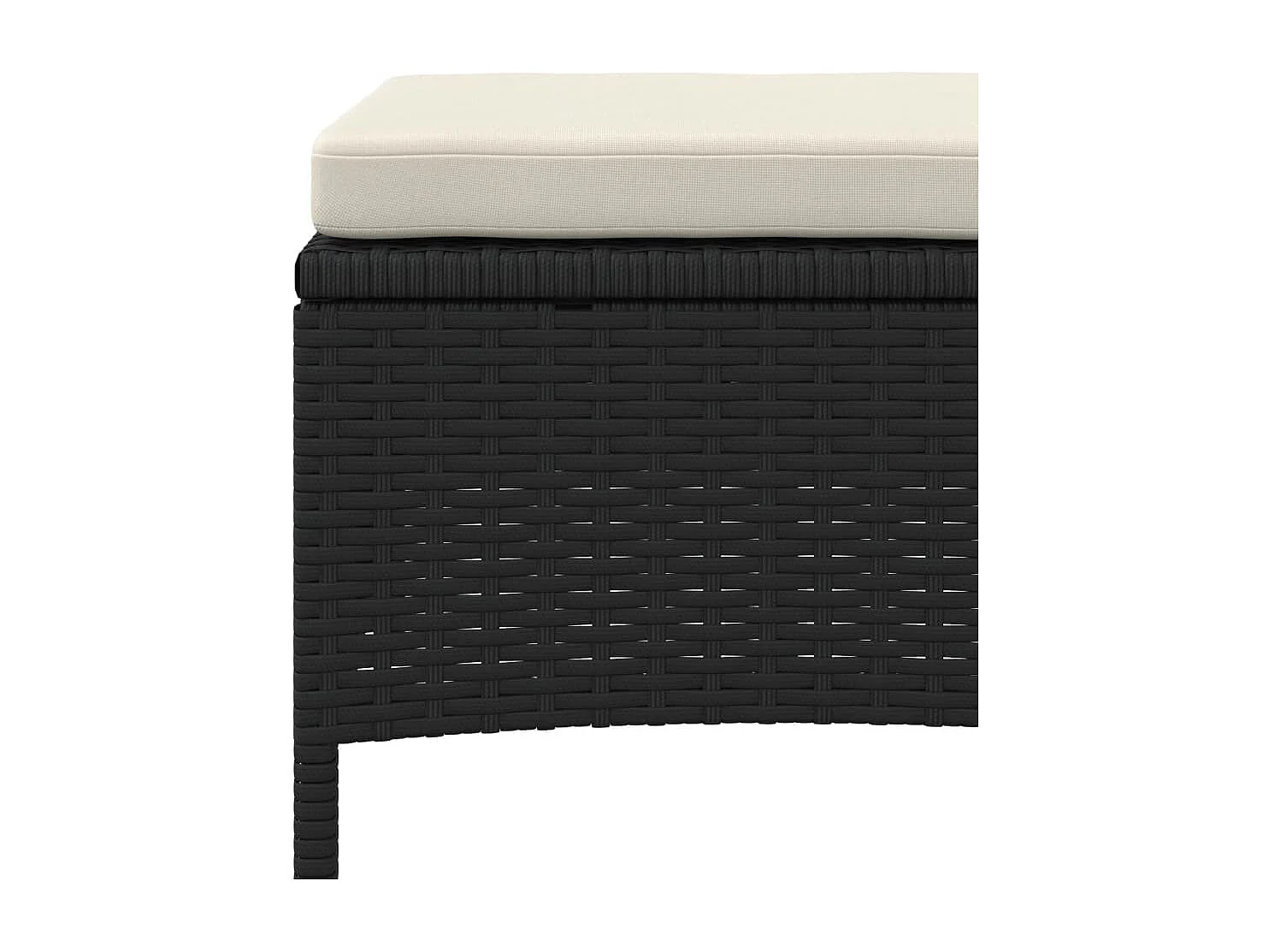 Gartensofa 2-Sitzer mit Tisch und Hockern Schwarz Poly Rattan