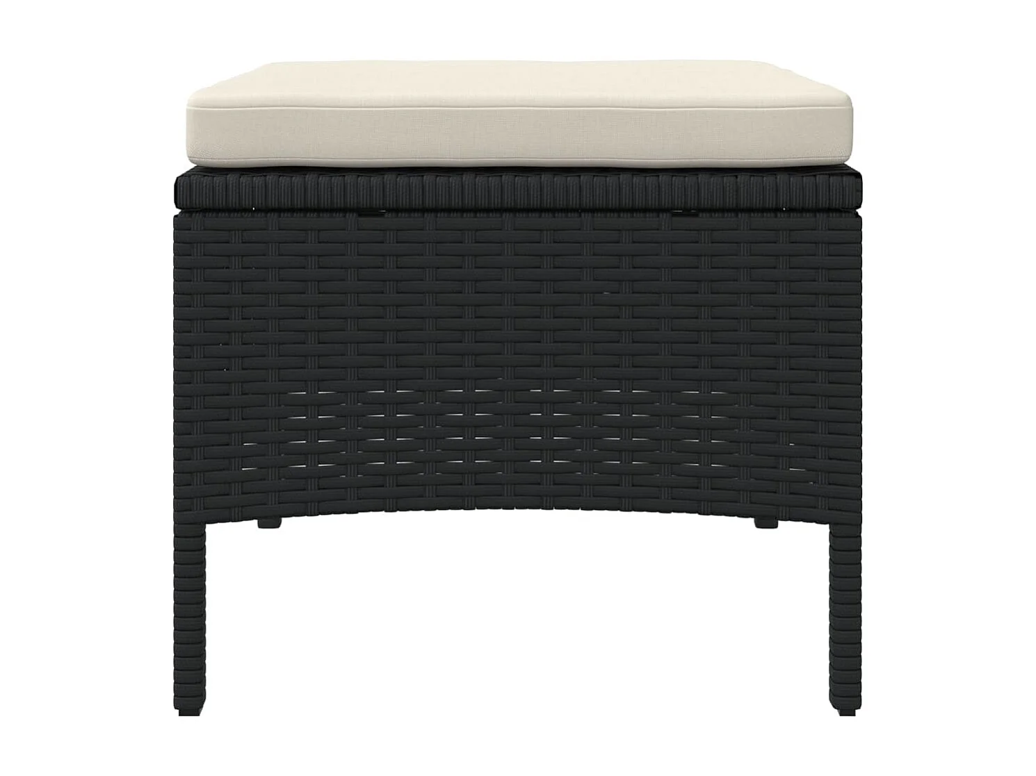 Tuinbank 2-zits met tafel en voetenbanken poly rattan zwart