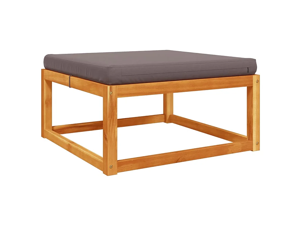 Repose-pied de jardin avec coussins bois massif d'acacia
