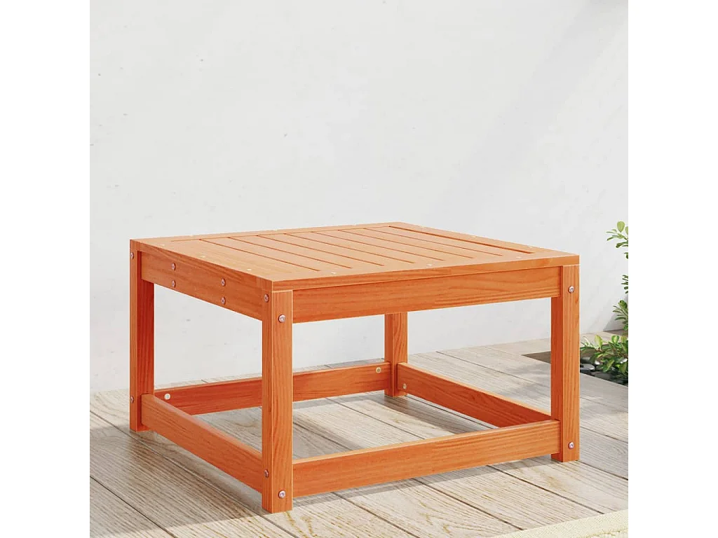 Repose-pied de jardin cire marron bois de pin massif