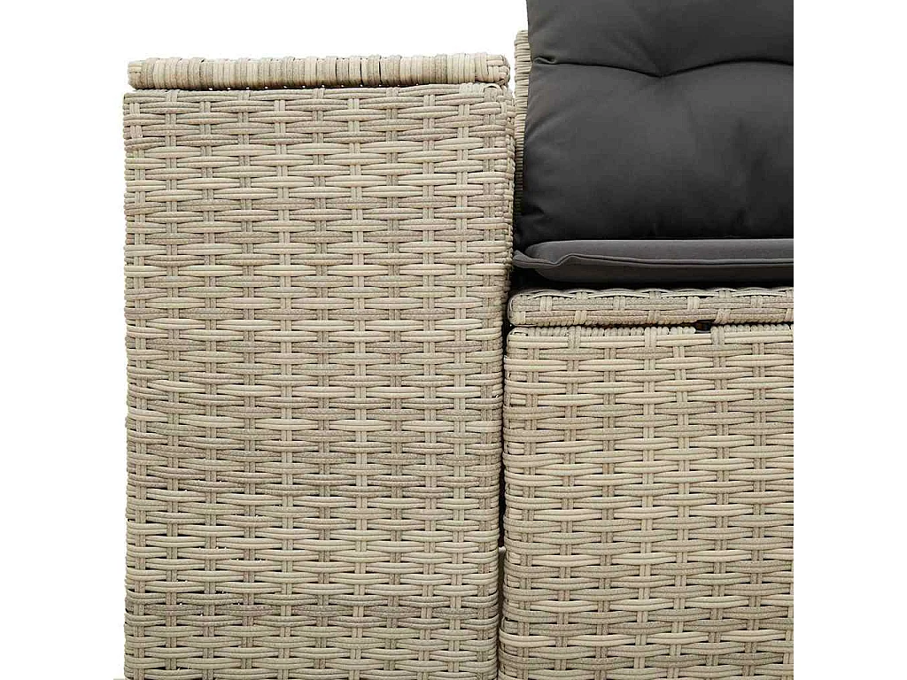 Canapé de jardin 2 places et coussins gris clair résine tressée