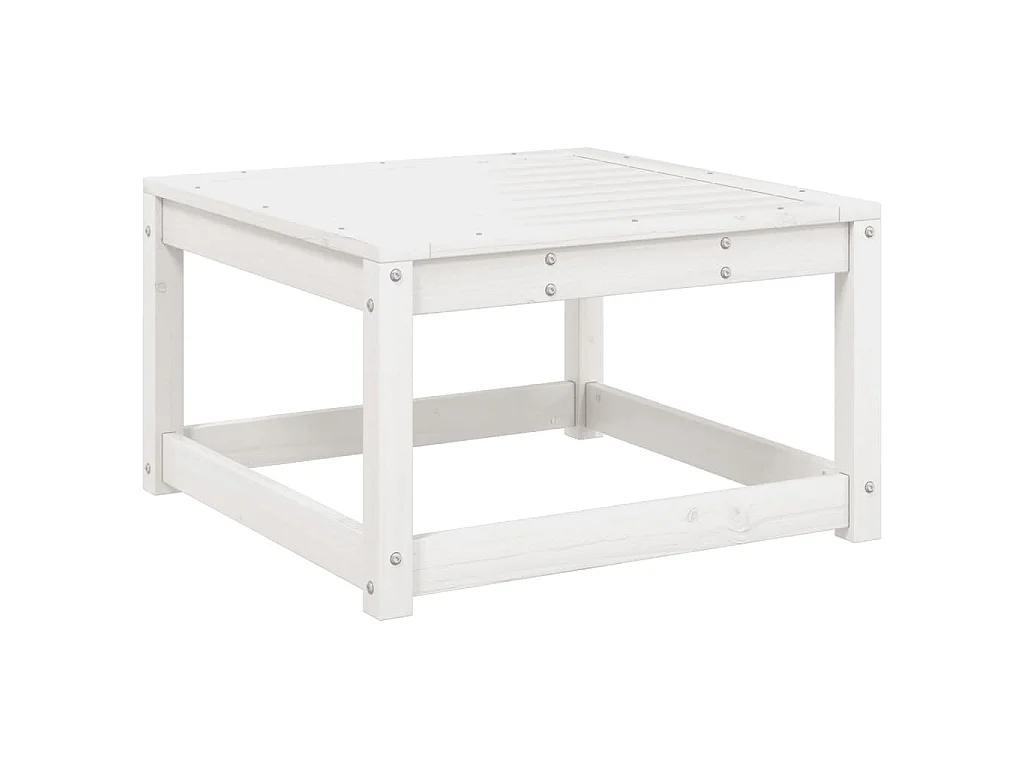 Tuinvoetenbank met kussen massief grenenhout wit