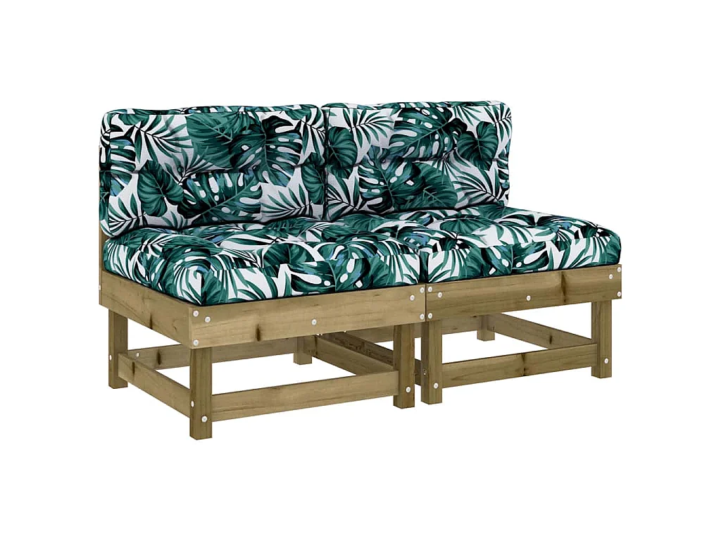 Mittelsofas mit Kissen 2 Stk. Kiefernholz Imprägniert