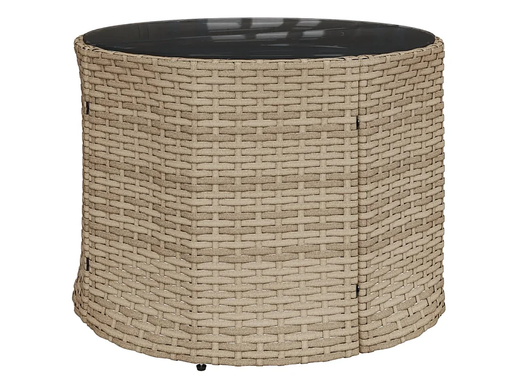 Sofá de jardim com mesa e almofadões semicircular vime PE bege