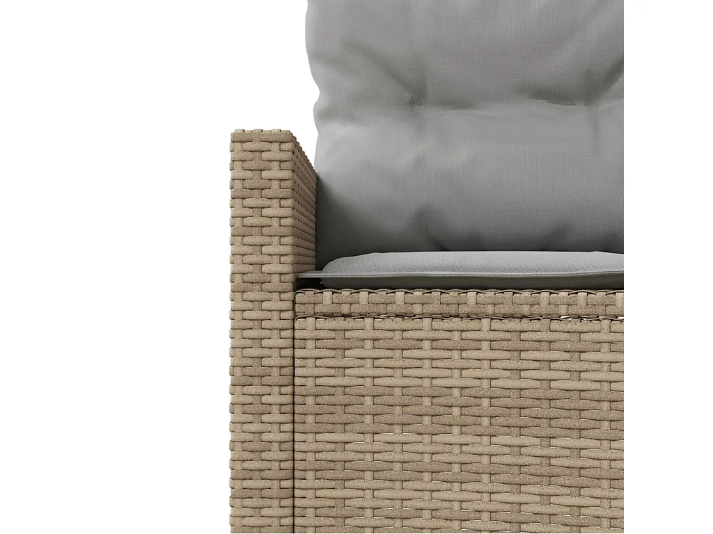 Sofá de jardim com mesa e almofadões semicircular vime PE bege