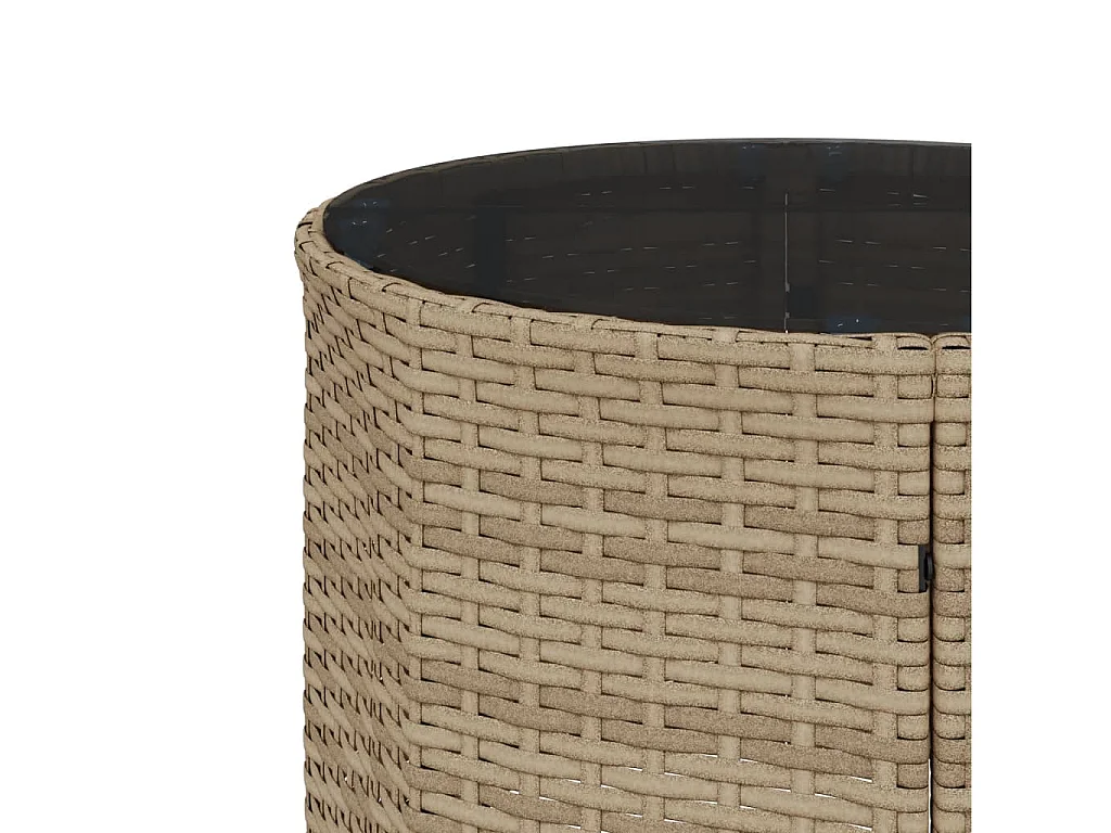 Sofá de jardim com mesa e almofadões semicircular vime PE bege
