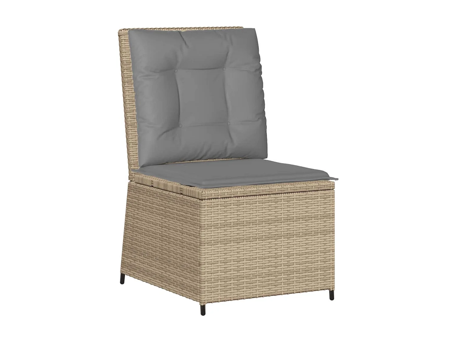 Divano Reclinabile da Giardino con Cuscini Beige in Polyrattan