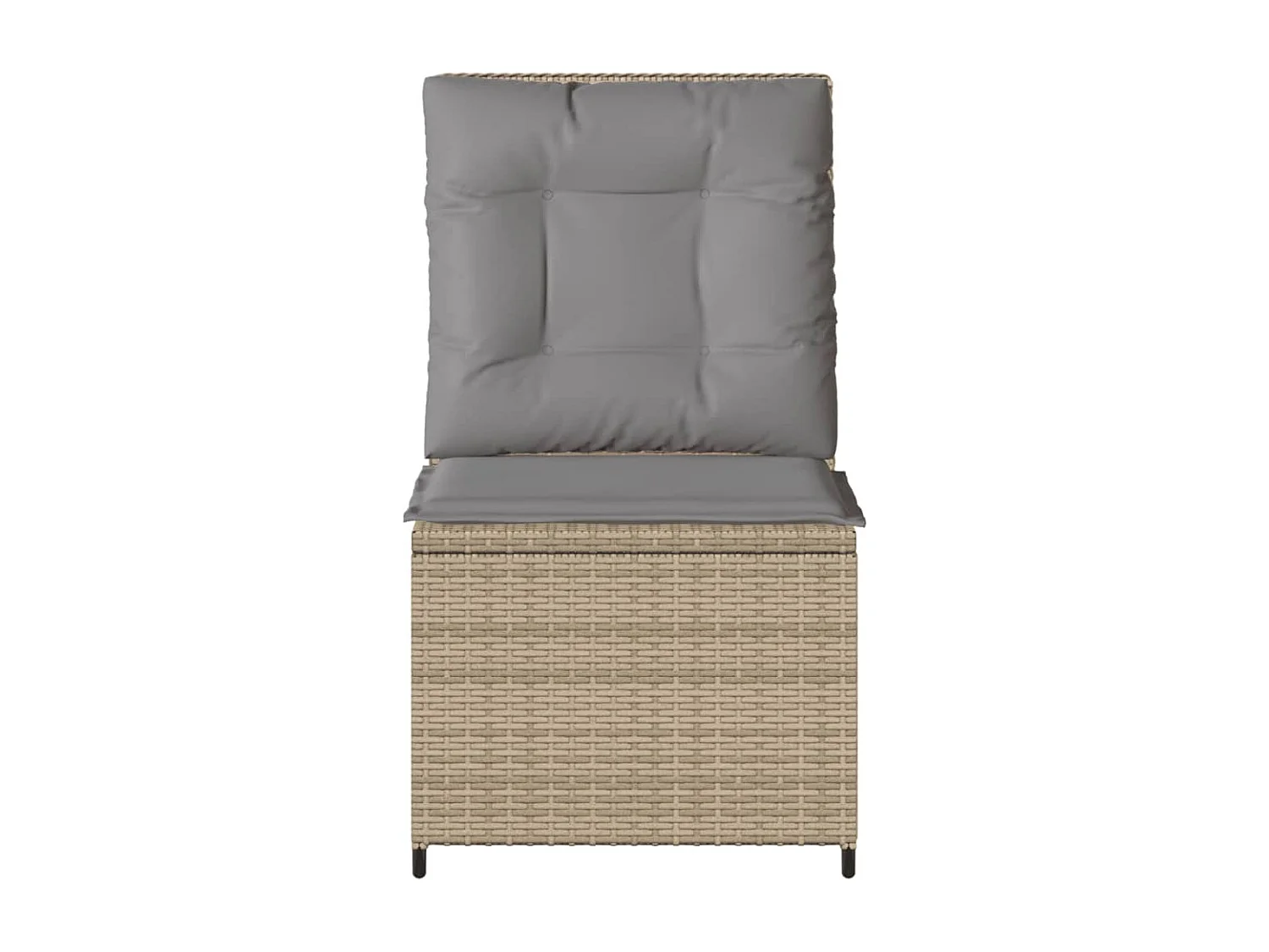 Divano Reclinabile da Giardino con Cuscini Beige in Polyrattan