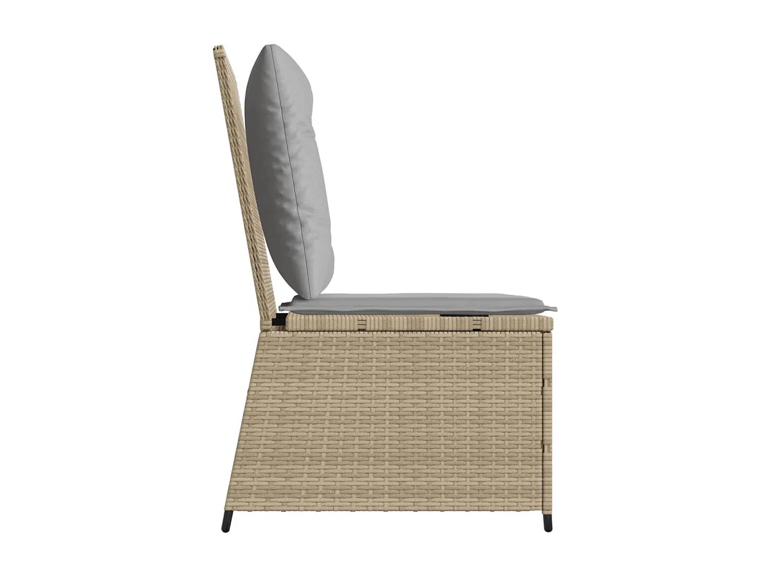 Divano Reclinabile da Giardino con Cuscini Beige in Polyrattan