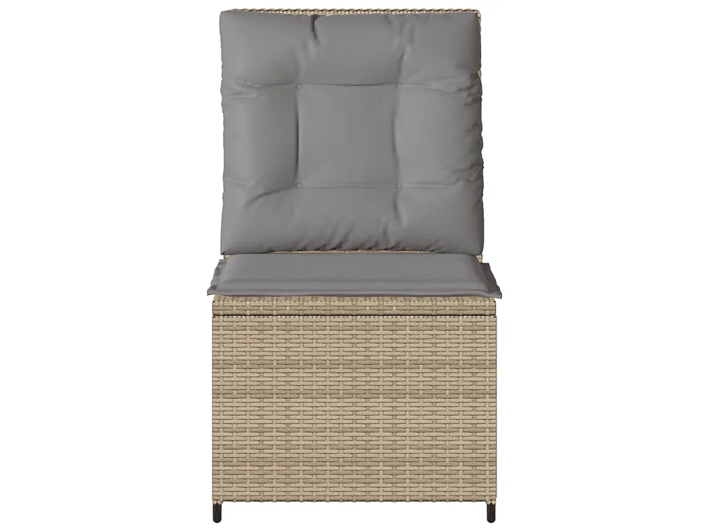 Canapé inclinable de jardin avec coussins beige résine tressée