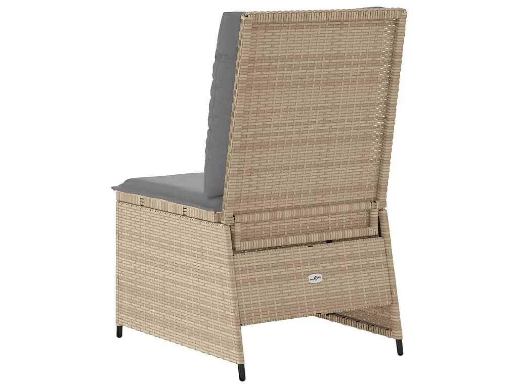 Canapé inclinable de jardin avec coussins beige résine tressée