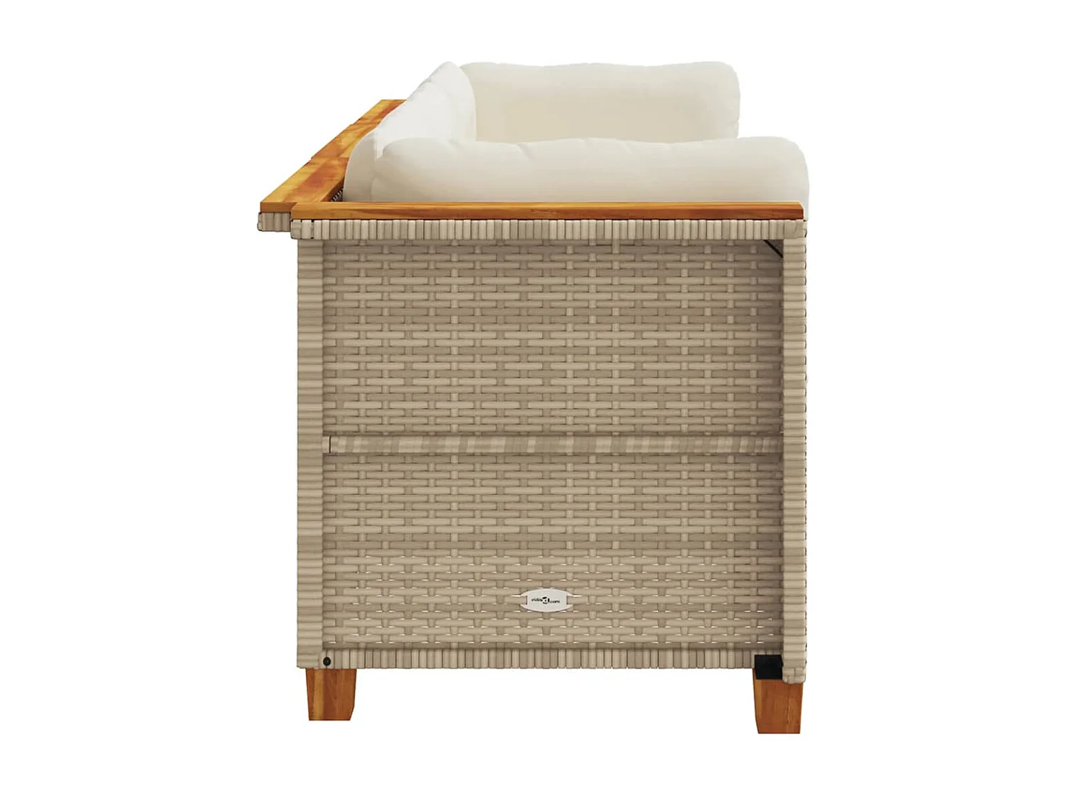 Canapé de jardin avec coussins 3 places beige résine tressée