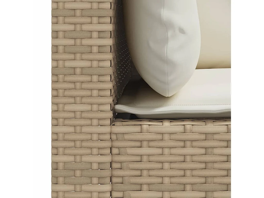 Canapé de jardin avec coussins 3 places beige résine tressée