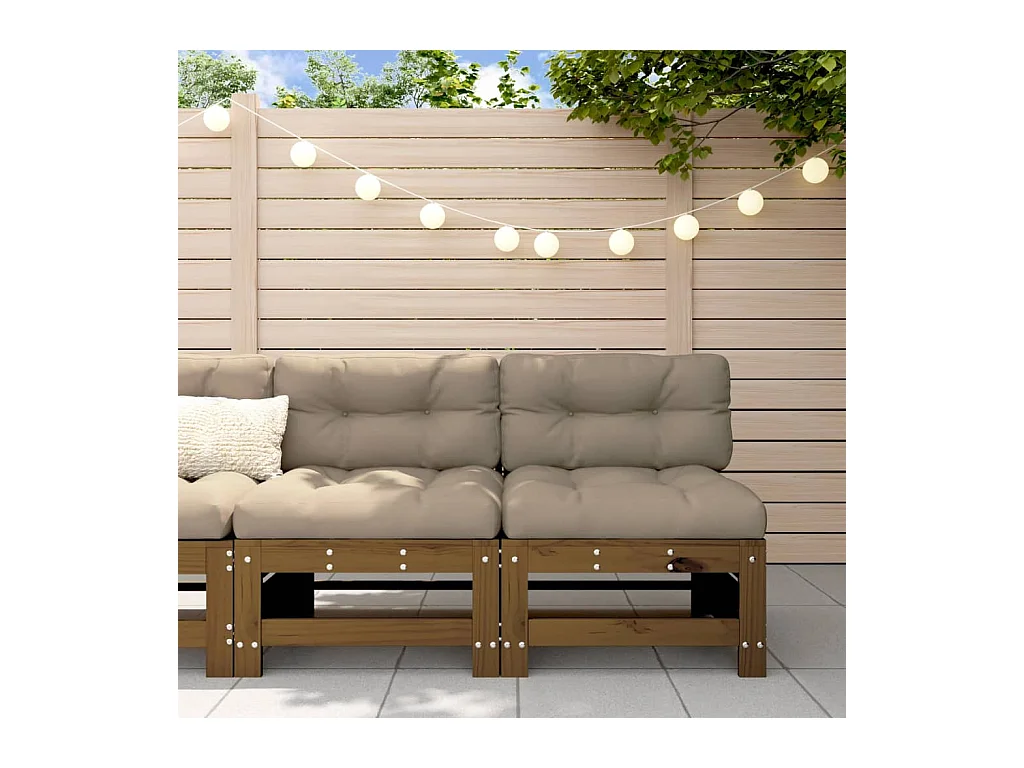 Garten-Mittelsofas 2 Stk. Honigbraun Massivholz Kiefer