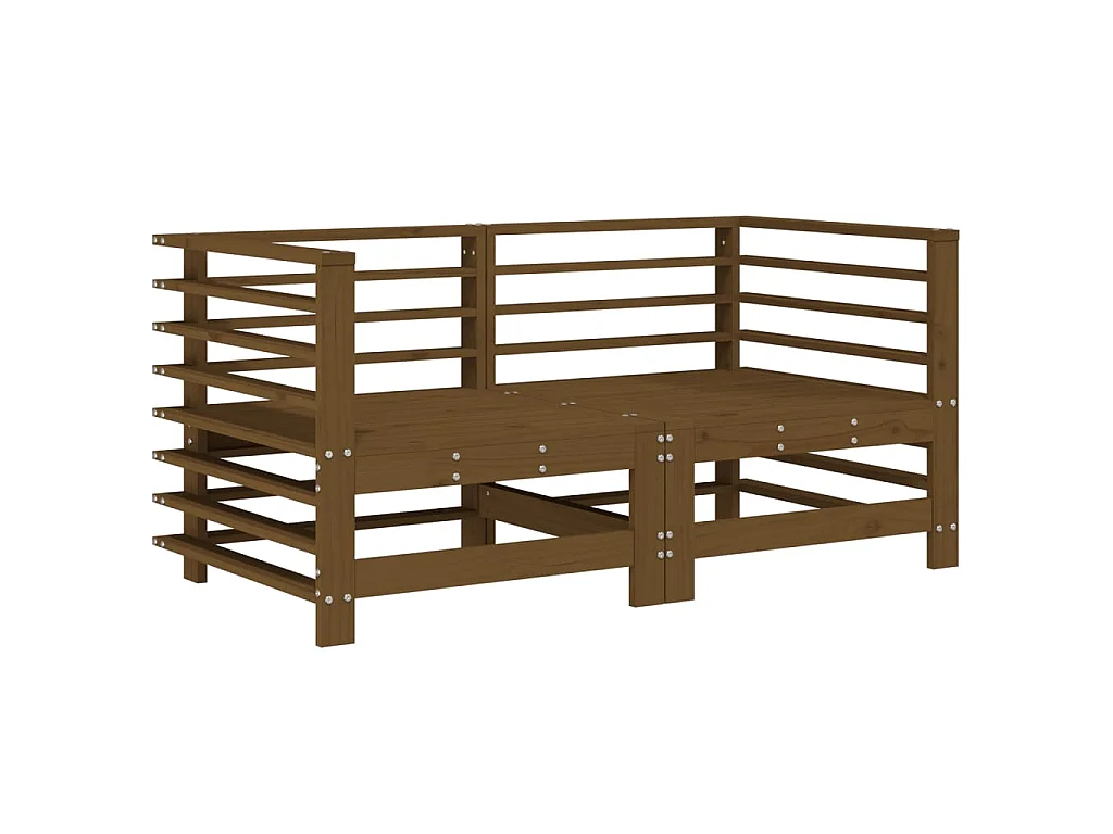 Garten-Ecksofas 2 Stk. Honigbraun Massivholz Kiefer