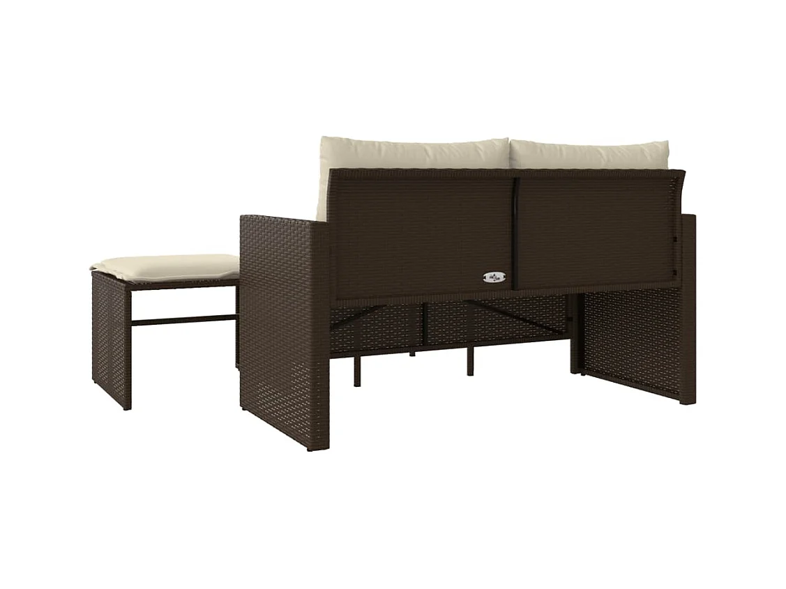 Salon de jardin avec coussins 3 pcs marron résine tressée