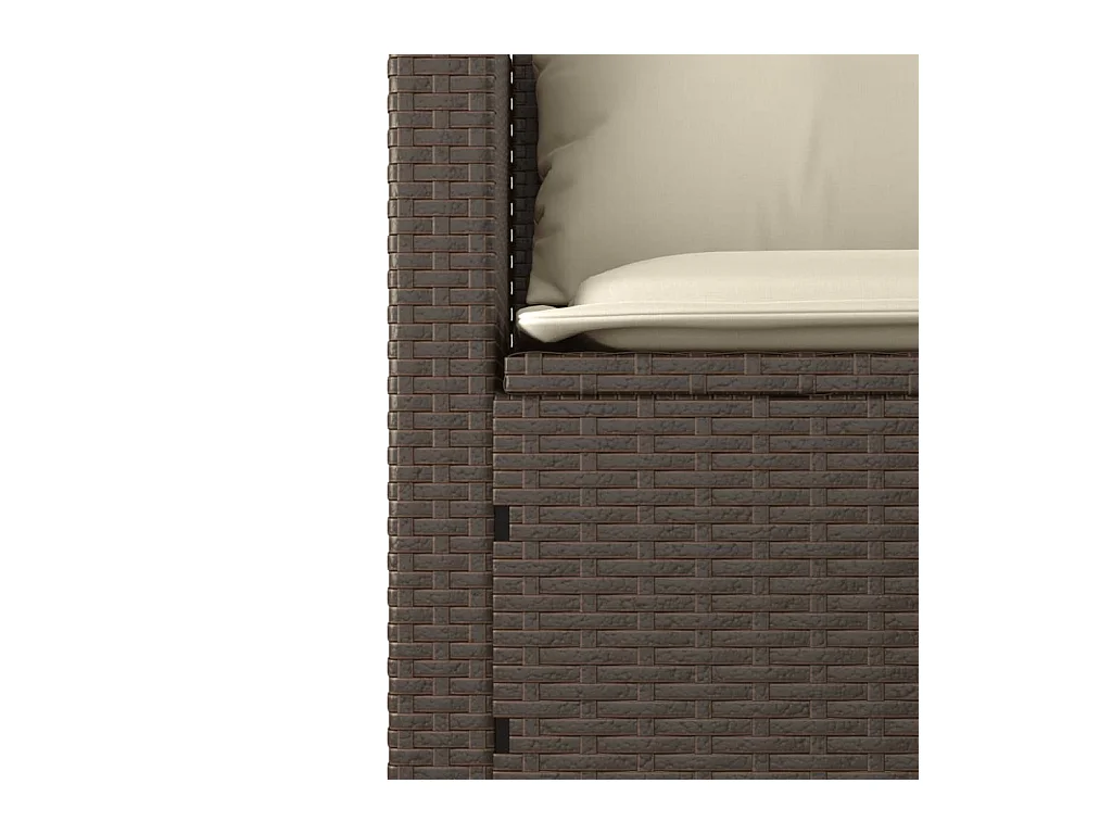 Salon de jardin avec coussins 3 pcs marron résine tressée