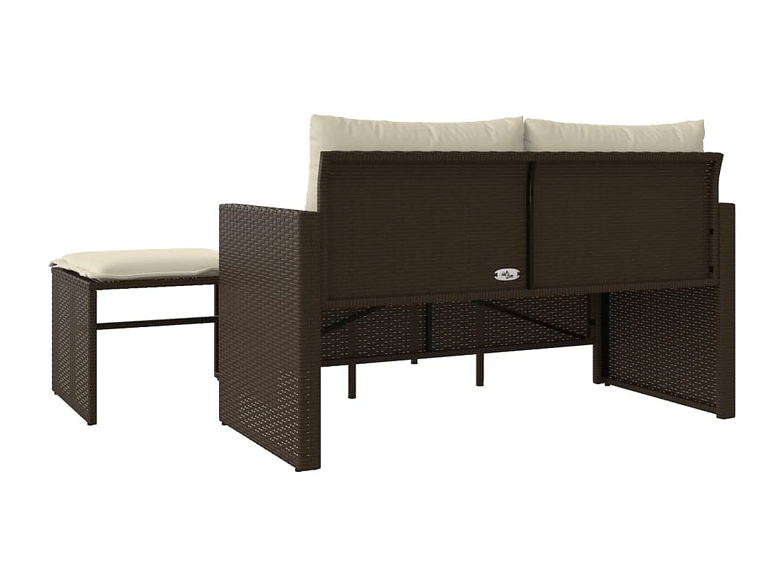 Salon de jardin avec coussins 3 pcs marron résine tressée