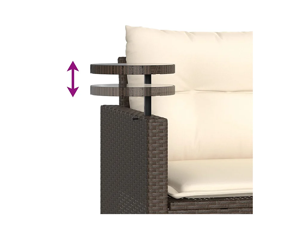 Salon de jardin avec coussins 3 pcs marron résine tressée