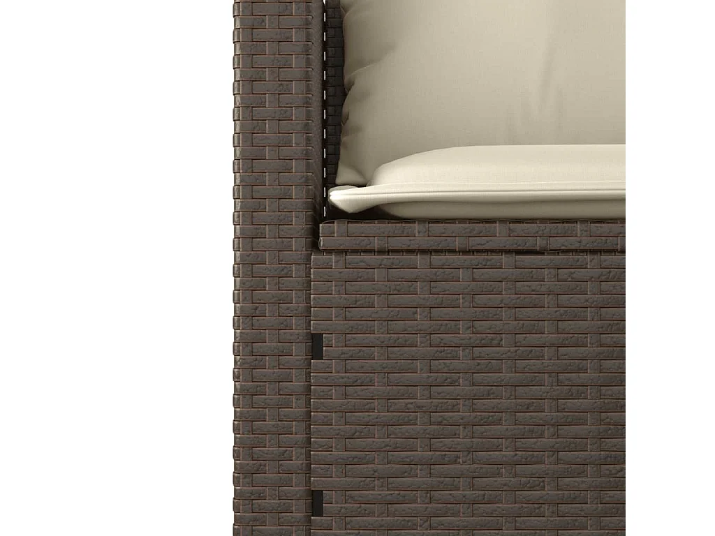 Salon de jardin avec coussins 3 pcs marron résine tressée