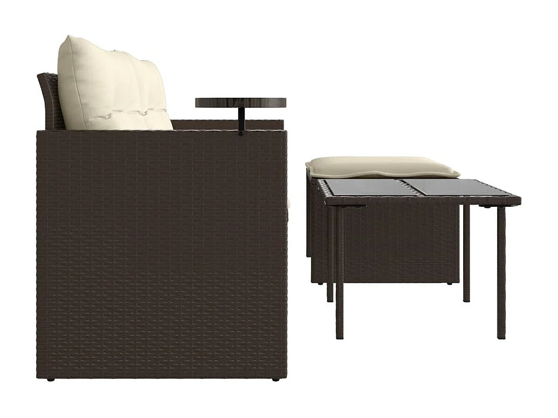 Salon de jardin avec coussins 3 pcs marron résine tressée