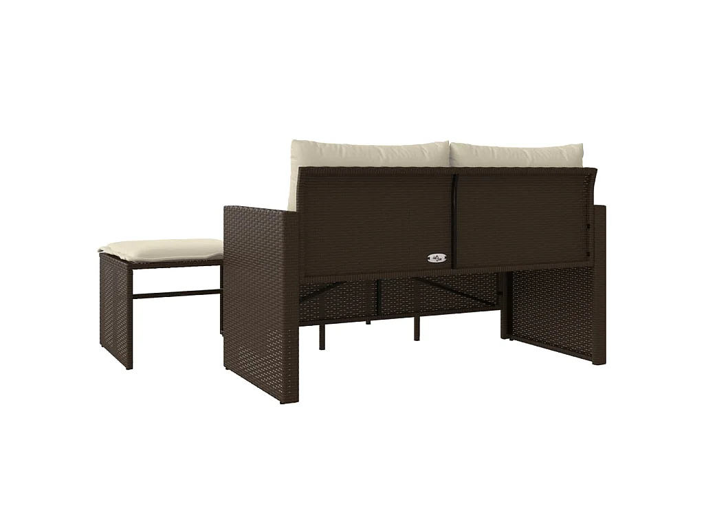 Salon de jardin avec coussins 3 pcs marron résine tressée