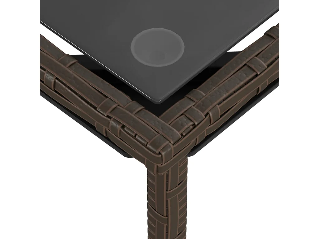 3 pcs conjunto sofás de jardim com almofadões vime PE castanho