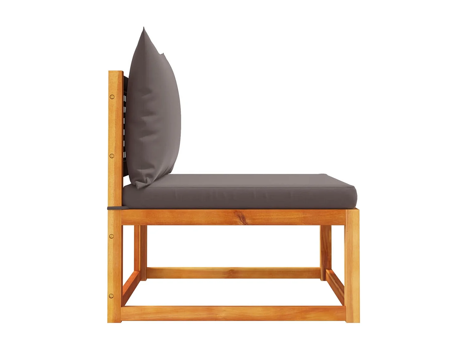 Canapé de jardin sans accoudoirs avec coussins en bois d'acacia et rotin