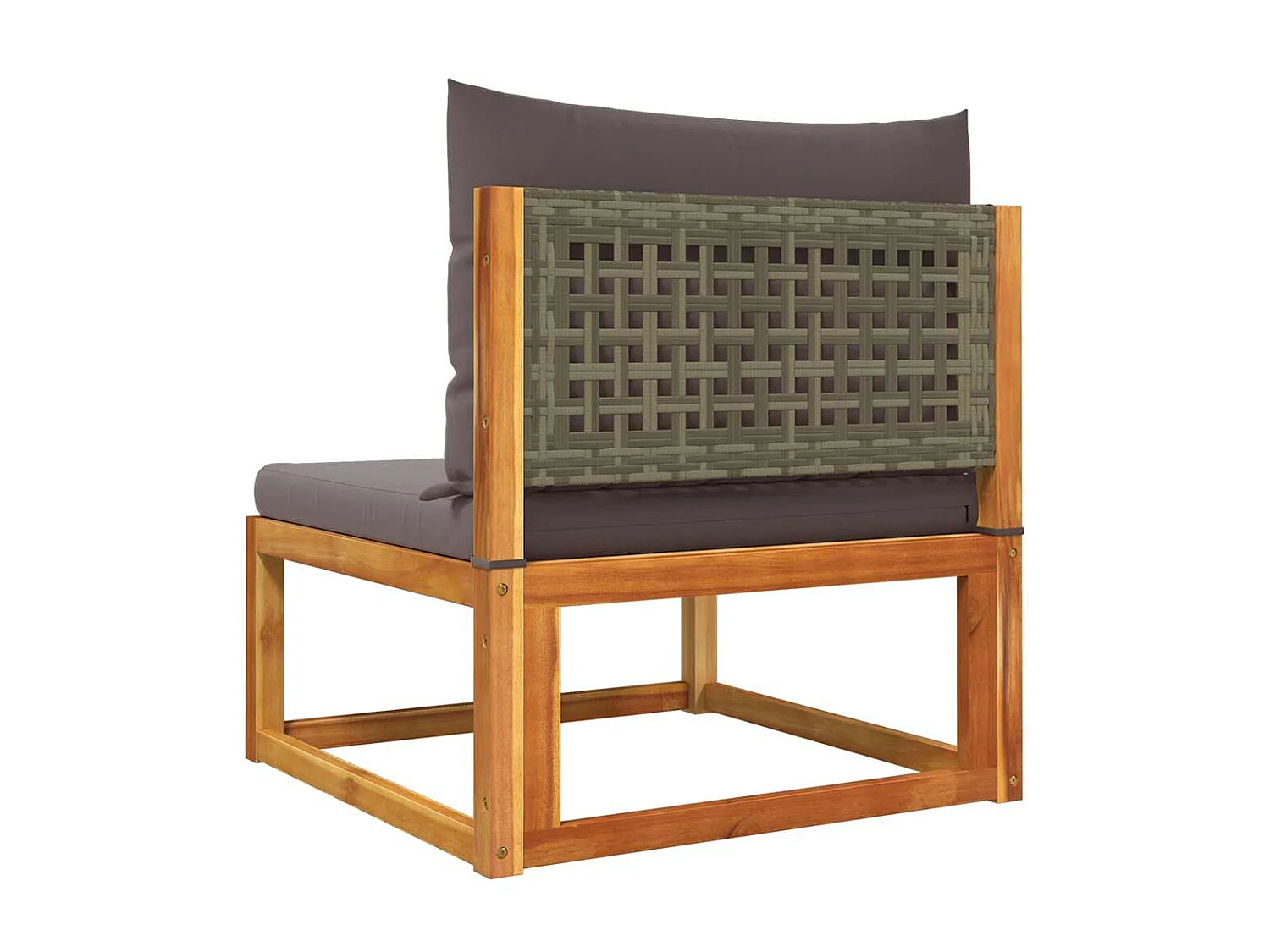 Canapé de jardin sans accoudoirs avec coussins en bois d'acacia et rotin