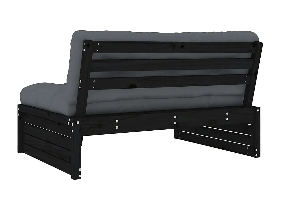 Mittelsofa Schwarz 120x80 cm Massivholz Kiefer