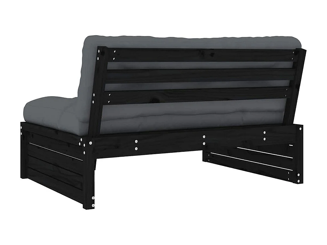 Mittelsofa Schwarz 120x80 cm Massivholz Kiefer