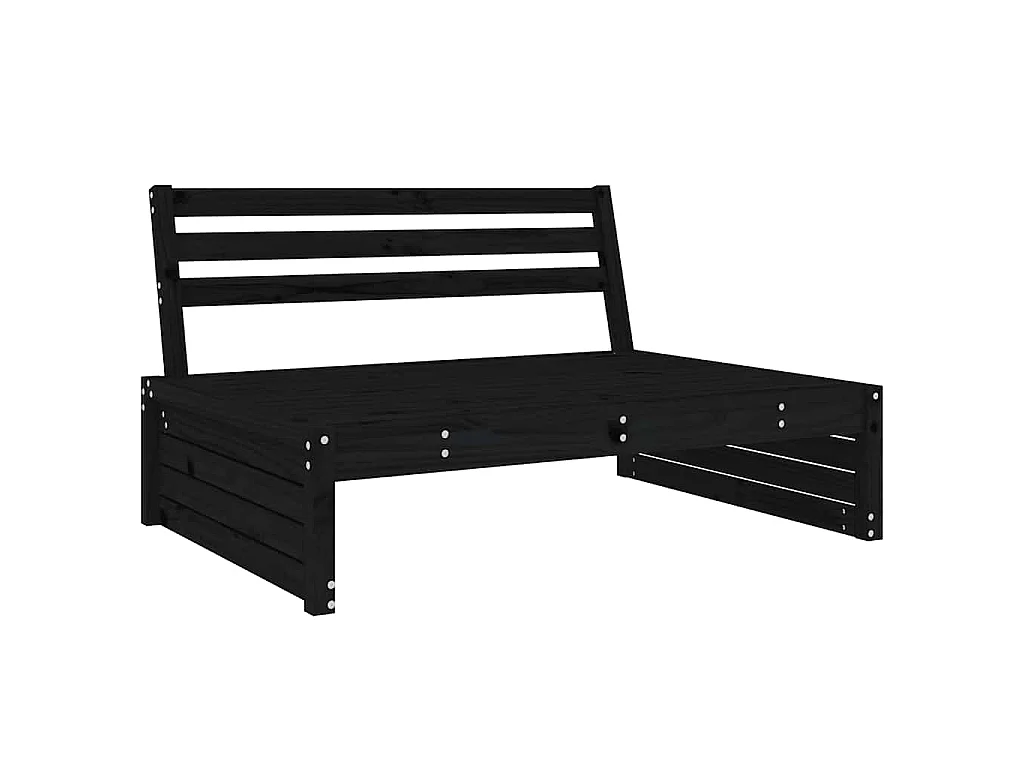 Canapé central 120x80 cm noir bois de pin massif