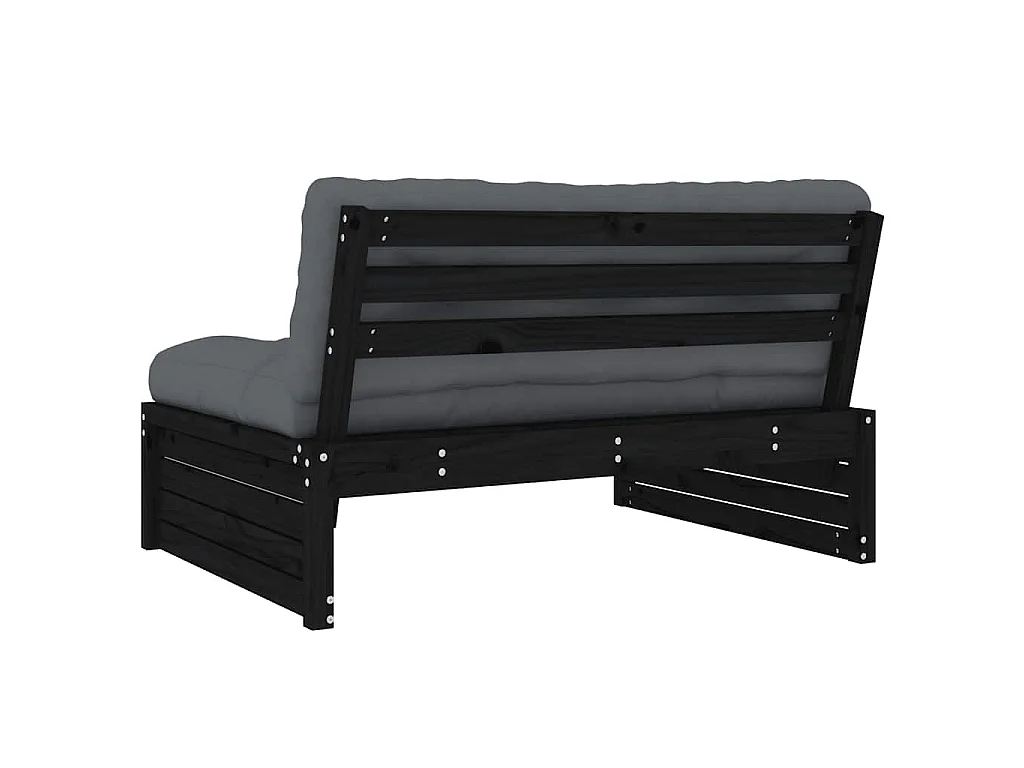 Canapé central 120x80 cm noir bois de pin massif