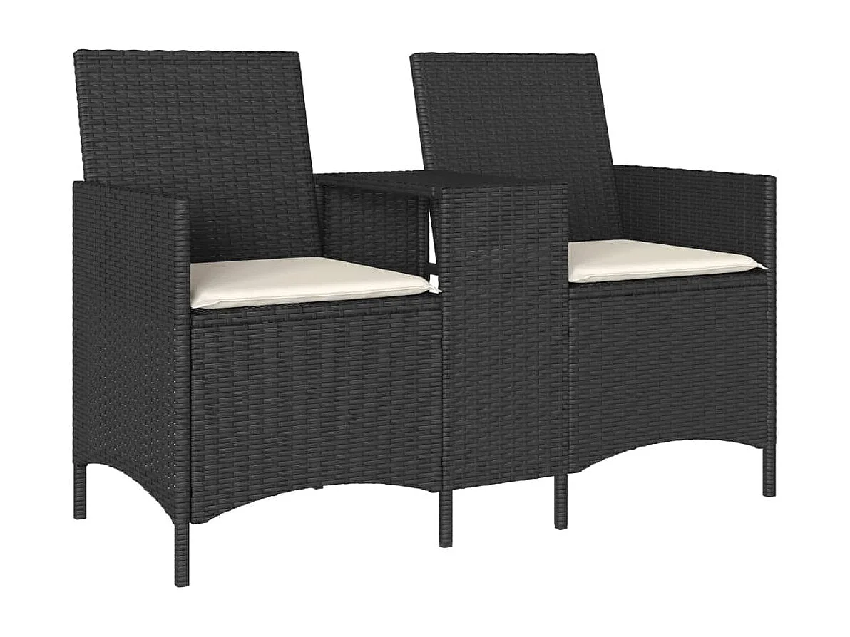 Canapé de jardin 2 places avec table et coussins résine tressée