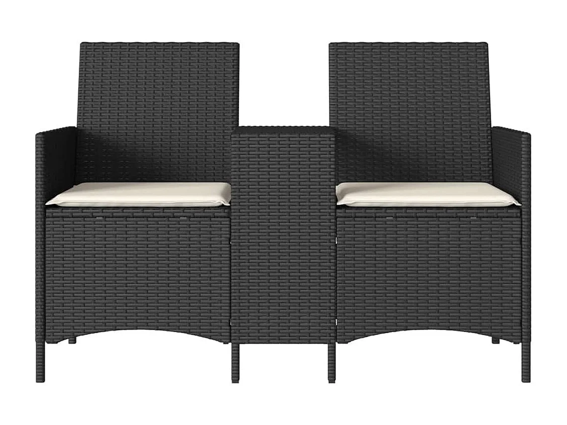 Canapé de jardin 2 places avec table et coussins résine tressée