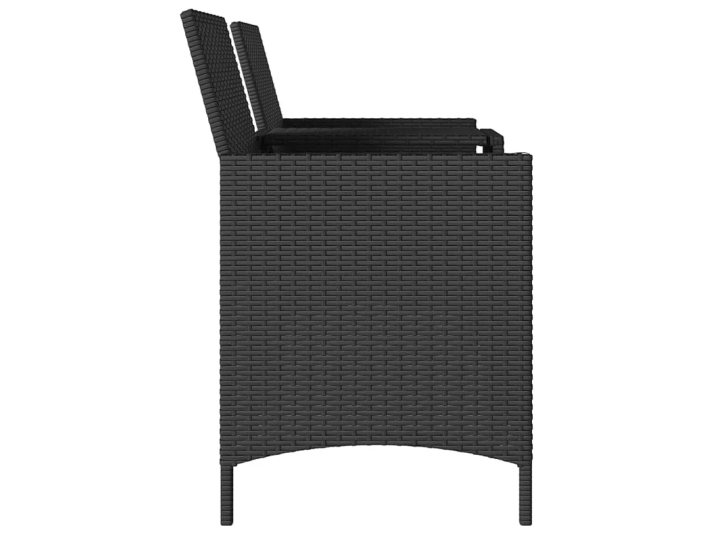 Tuinbank 2-zits met tafel en kussens poly rattan zwart