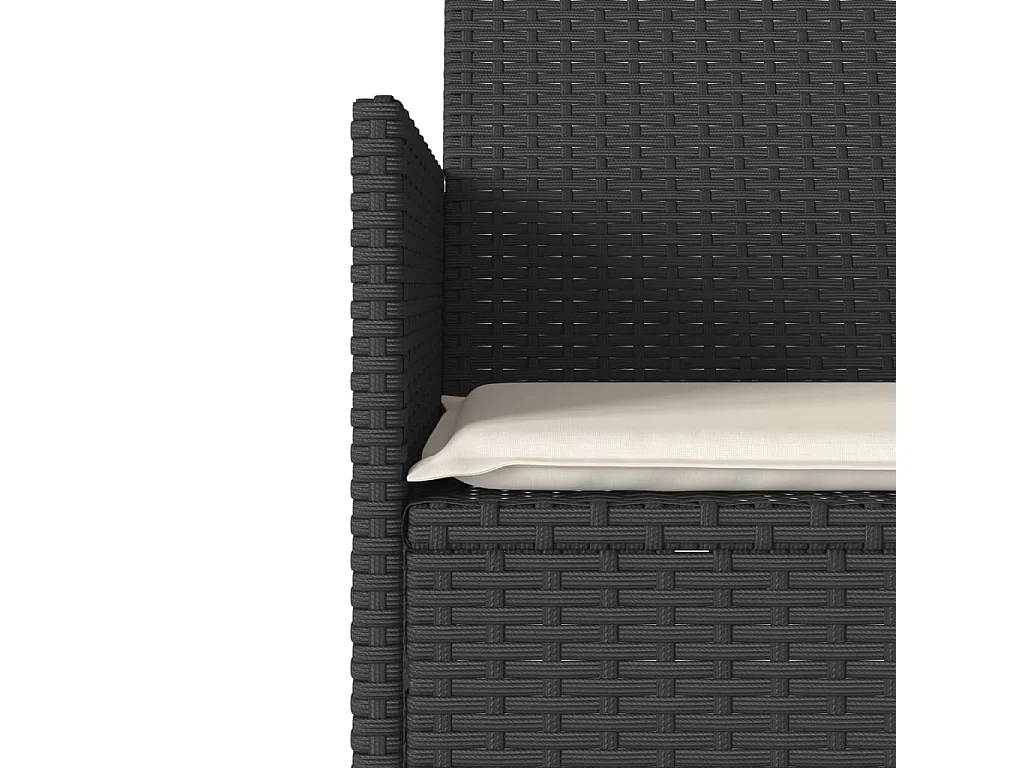 Tuinbank 2-zits met tafel en kussens poly rattan zwart