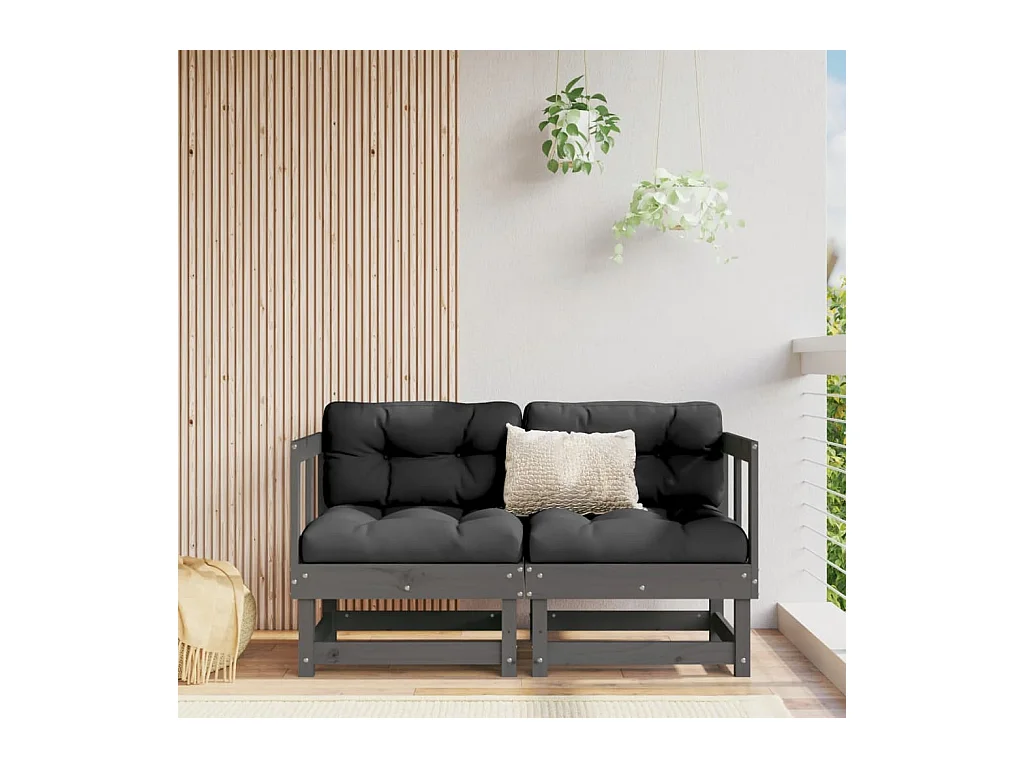 Garten-Ecksofas 2 Stk. Grau Massivholz Kiefer