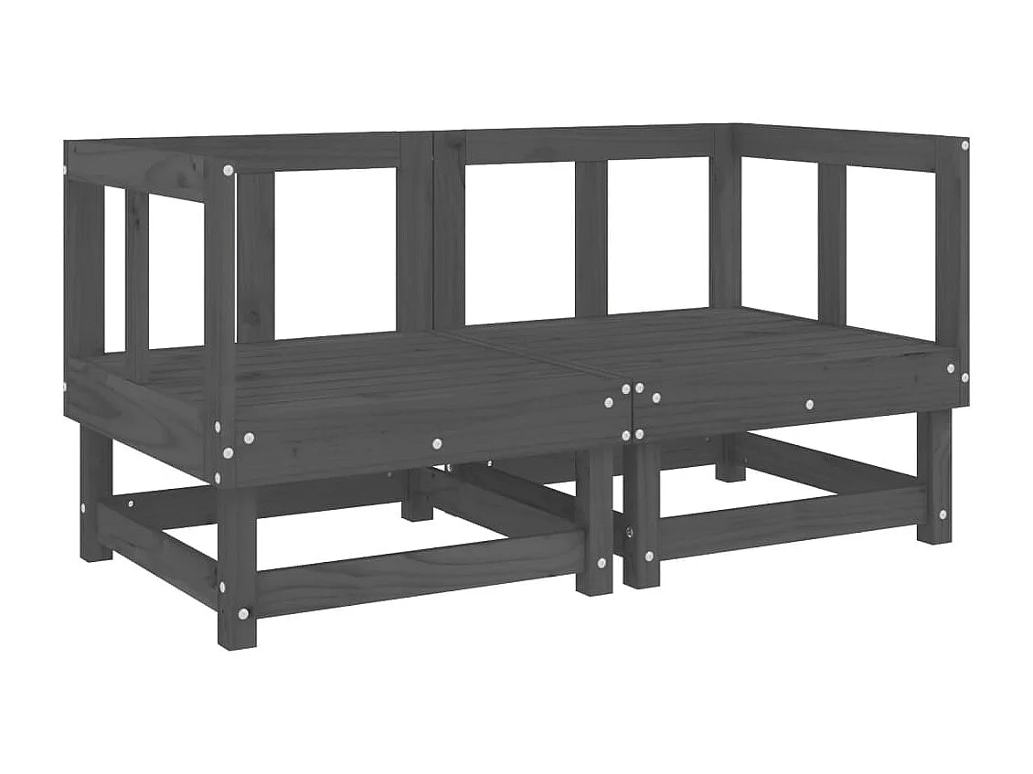 Canapés d'angle de jardin 2 pcs gris bois de pin massif