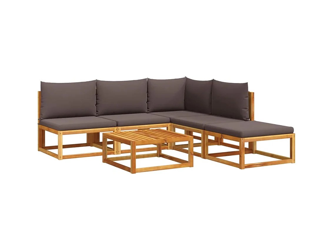 Set di divani da giardino 6 pezzi con cuscini in legno di acacia e corda