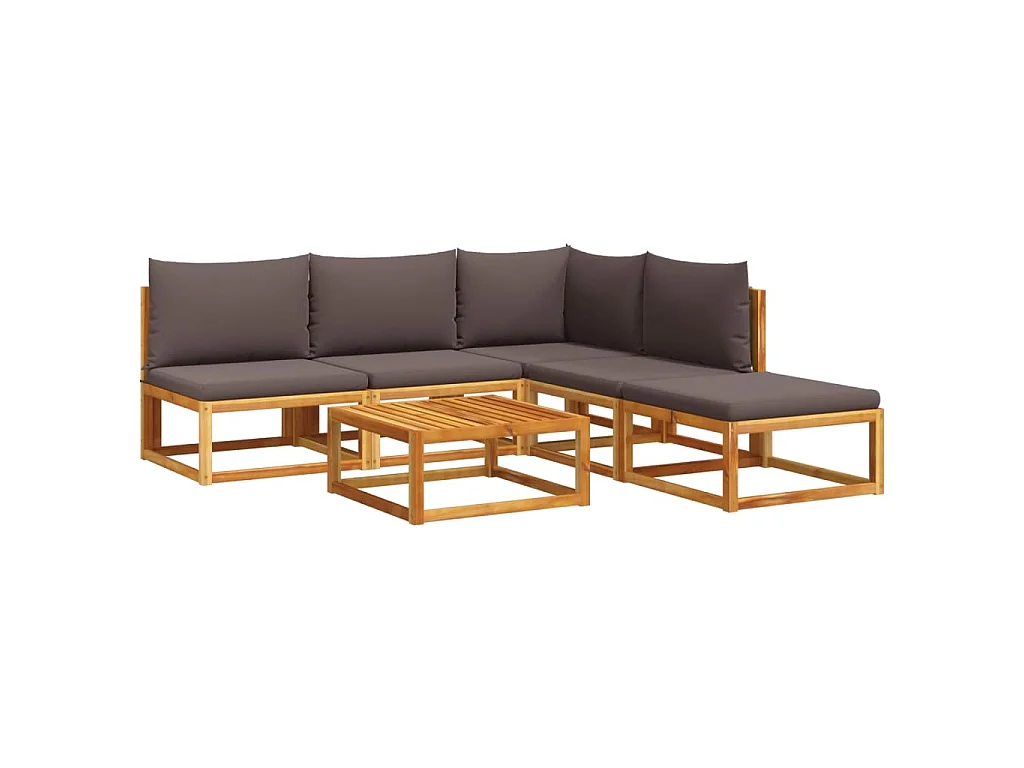 Set di divani da giardino 6 pezzi con cuscini in legno di acacia e corda