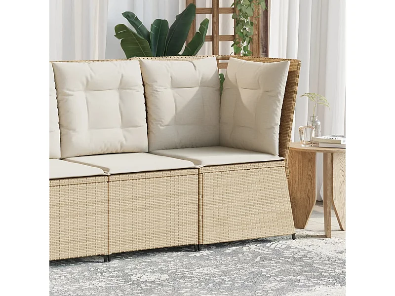 Garten-Ecksofa mit Kissen Beige Poly Rattan